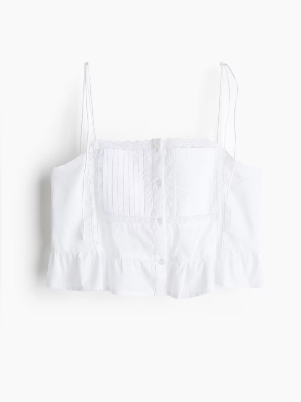 NWT White Flounce-trimmed Camisole Top - Size Small